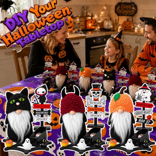 Halloween Party Decorations 43pcs Table Centerpieces Set with Plush & Wood Accents
