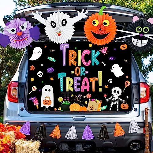 Halloween Car Decorations Trunk or Treat Backdrop Fans Tassels for Garage & Yard