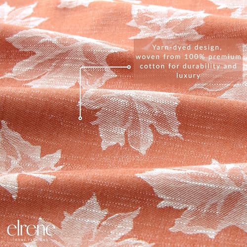 144x60 Inch Falling Leaves Jacquard Cotton Tablecloth - Sienna