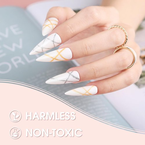 Gel Polish Nail Art Liner Set,10ml,8 Colors Nail Design Paint for Swirl Nail Built with Thin Nail Art Brush in Bottle Art Design Nail Salon DIY