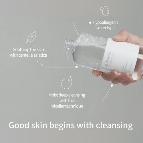 Mixsoon Centella Cleansing Water - 10.14 Fl Oz | Gentle Face Cleanser for Sensitive Skin with Aloe Vera