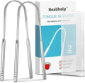 Skiennix Tongue Scraper - 100% Surgical 304 Stainless Steel Cleaner for Fresh Breath | 2 Pack