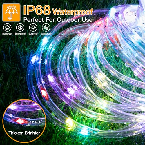 Ollny 33FT Color Changing Rope Lights Outdoor - 100 LED String Lights with 18 Colors & Remote