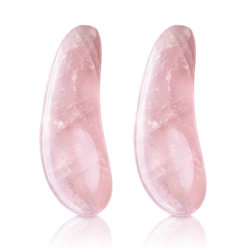 Noche Y Dia Rose Quartz Spoon 2-in-1 Beauty Tool: Spatula & Gua Sha for Face - Massager and Skincare Applicator for Creams, Serums, and Masks - 2 Pack