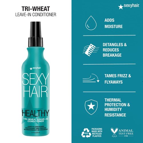 SexyHair Healthy Tri-Wheat Leave-In Conditioner - Up to 90% Better Detangling & Reduced Breakage | Moisture & Shine