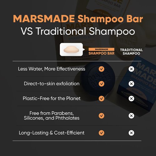 Marsmade Castor Oil Shampoo Bar - Hydrating Natural Hair Soap for Growth & Scalp Nourishment | 120g (4.23 oz)