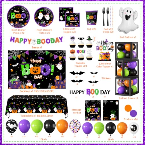 Halloween Birthday Decorations Party Kit with Balloons, Tableware & Garland
