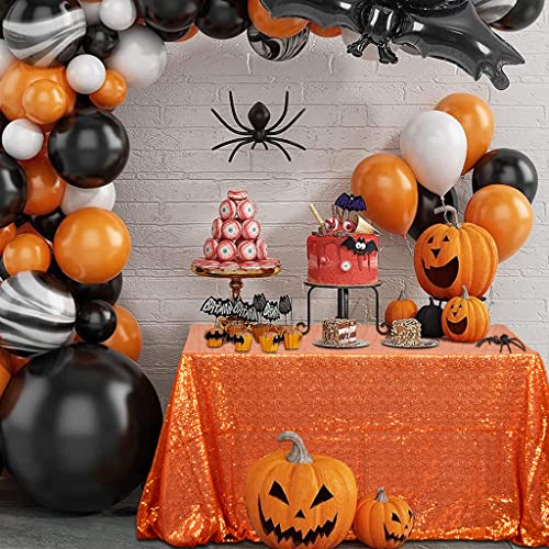 Orange Sequin Tablecloth 50x80 Inches Rectangular Glitter Overlay for Weddings & Parties