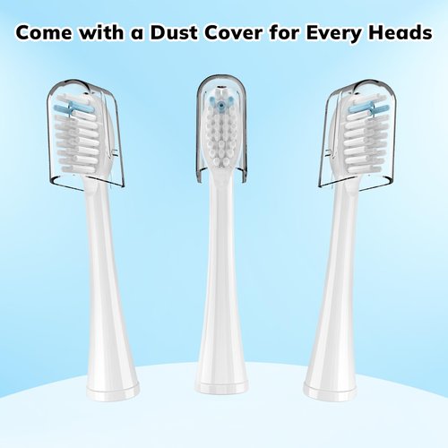 Replacement Flossing Toothbrush Heads with Covers for waterpik Sonic Fusion SF01/SF02 and Sonic Fusion 2.0 SF03/SF04,6 Count,White