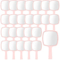 Threehoney 25 Pcs Hand Mirrors Bulk Small Handheld Mirrors with Handle 6.3 x 3.54 Inch Travel Makeup Tools Portable Vanity Glass for Bathroom Home Barber Salon Camping Gifts for Women (Pink)
