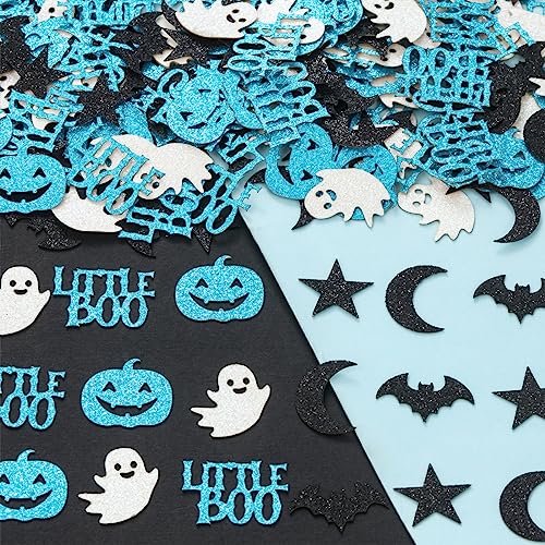 Blue Little Boo Confetti Set for Halloween Party & Baby Shower - 200 Pieces