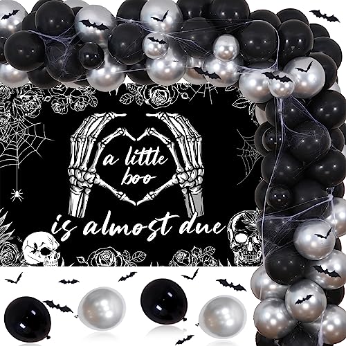 Halloween Balloon Garland Kit with Ghost & Bat Foil Balloons, Baby Shower Decorations