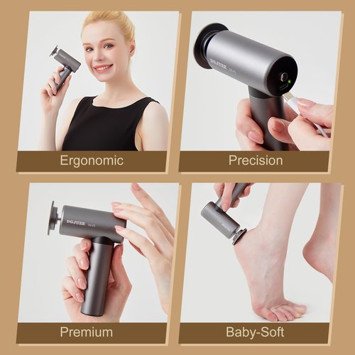 DGJUZE Premium Electric Foot Callus Remover, Ergonomic T-Grip 2600mAh Rechargeable 3-Speeds All Metal Foot File for Dead Skin Cracked Heels Pedicure kit at Home with 60pcs Sandpaper Pads