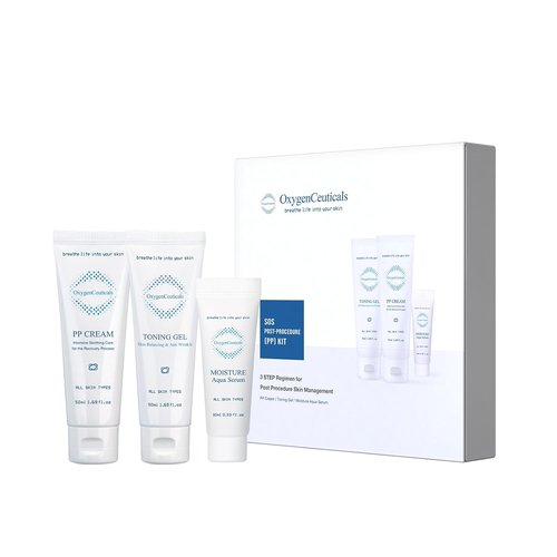 OxygenCeuticals SOS PP Kit - Post Laser Skin Care Gel, Serum & Cream for Moisturizing & Repairing Skin