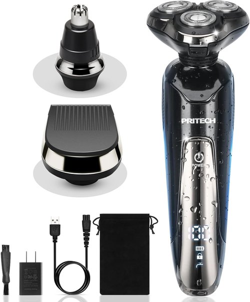 Skiennix Electric Razor for Men - Waterproof Rechargeable Shaver with Nose & Sideburn Trimmer