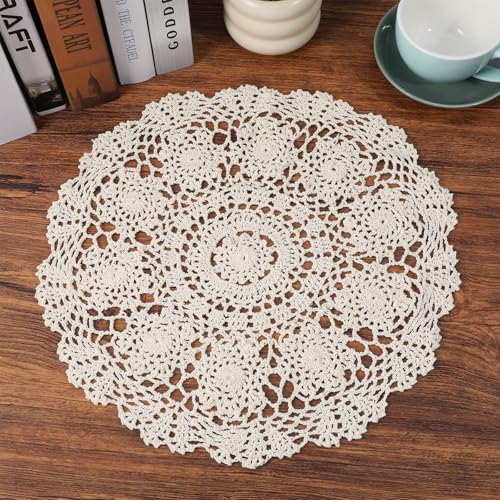 Cotton Crochet Doilies 15 Inch Lace Table Decor for Dining & Home