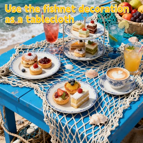 Light Pink 2Pcs Nautical Fish Net Decorations 39x78 Inch Wall Hanging Coastal Party Decor