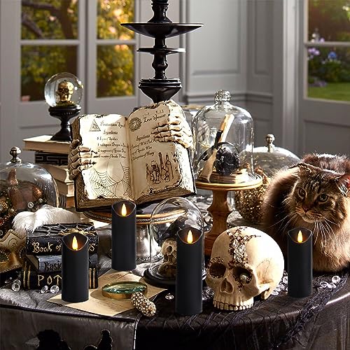 Black Flameless LED Candles Set with Remote Timer - Halloween & Gothic Decor - 9 Pack
