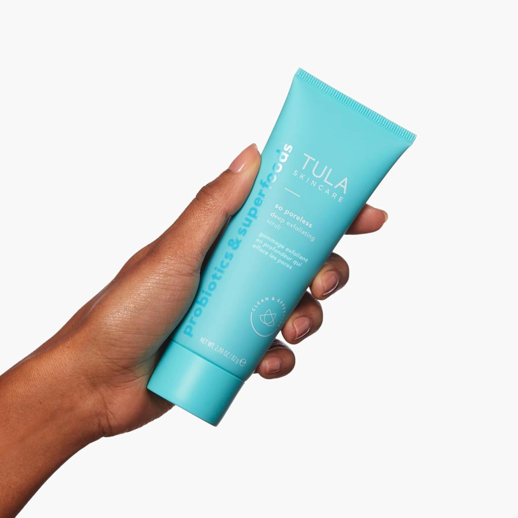 TULA Skin Care So Poreless Exfoliating Blackhead Scrub - Gentle Exfoliation with Prebiotic Extracts, 2.89 oz.