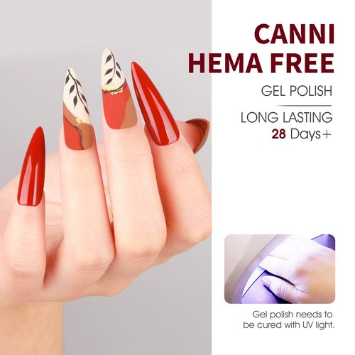CANNI Red Gel Nail Polish Set – 6 Colors 9ML Classic Dark Red, Burgundy – Soak Off UV LED Gel Polish Kit for All-Season DIY Manicure, Nail Art, Salon & Home Use