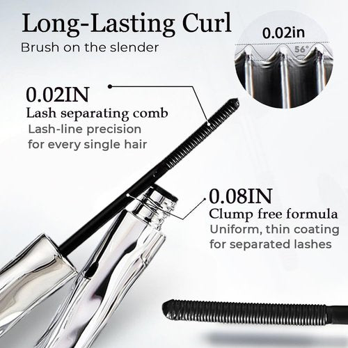 Skiennix Waterproof Mascara - Volumizing & Lengthening Formula with Metal Wand | Quick Drying, Natural 3D Definition (1P)