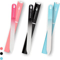 Skiennix Premium Crystal Glass Nail File - Double-Sided for Natural & Acrylic Nails | Portable Case Included (Black, Blue & Pink)