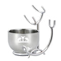 Grandslam Razor & Brush Stand with Double Stainless Steel Bowl Set for Shave Soap, Safety & Straight Razors, Silver