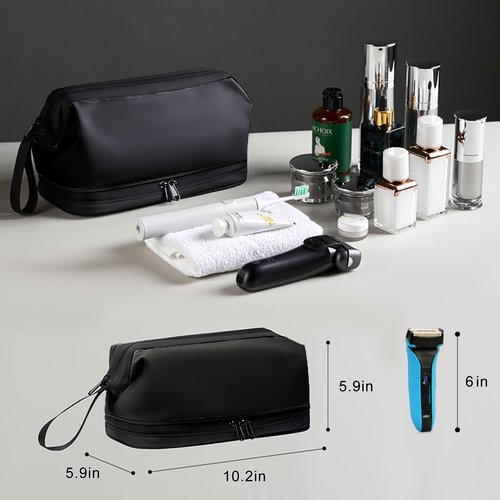 JUCURRI Large Travel Toiletry Bag for men women,Makeup Organizer Bag, Dopp Kit,Waterproof Hanging Cosmetic Bag for Toiletries Accessories(Black)