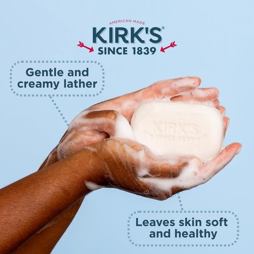 Kirk's Castile Bar Soap for Men, Women & Children - Made with Premium Coconut Oil, Sensitive Skin Formula, Vegan, Non GMO, Lavender & Vanilla, 4 oz. Bars 6 Pack