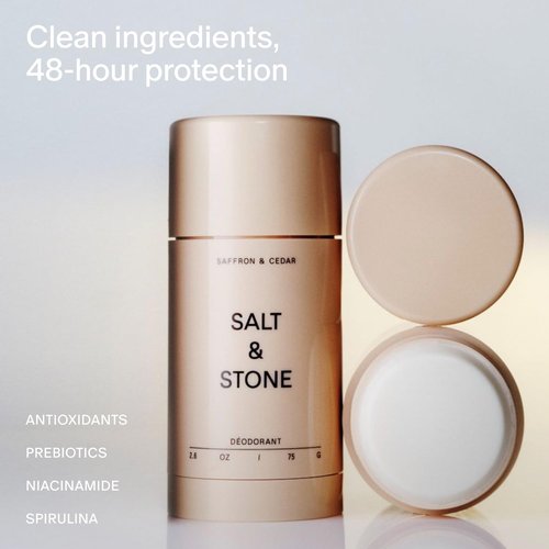 Salt & Stone Signature Scent Duo Set - 48 Hour Aluminum-Free Deodorant & Hydrating Body Mist | Saffron & Cedar