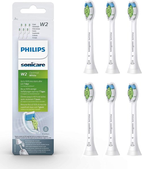Philips Sonicare Sonic Toothbrush Heads - Optimal White Standard 6-Pack in Black (Model HX6066/10)