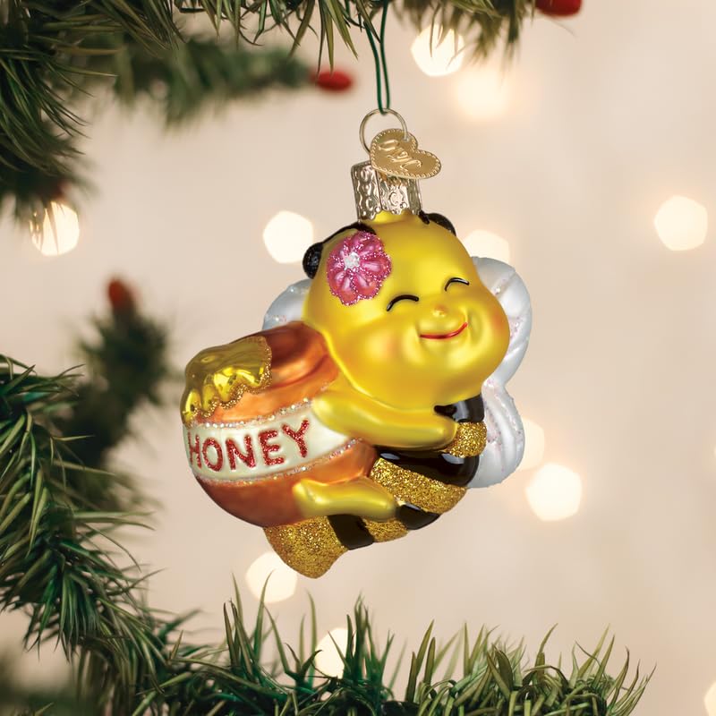Bee Sweet Glass Blown Christmas Ornament - Handcrafted Holiday Tree Decoration