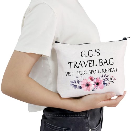 POFULL GG Gift Grandma Gift G.G.'S Travel Bag Visit Hug Spoil Repeat Travel Cosmetic Pouch GG Mother Day’s Gift (G.G.'S Travel Bag)