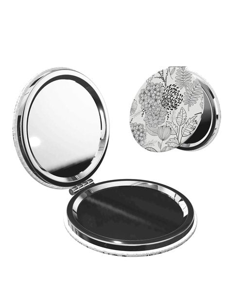 KWSAAHU Double-Sided Pocket Compact Mini Makeup Mirrors 1x, 2X Magnifying Mirror Portable Foldable Round Small Purse Mirror Suitable Daily Travel Party for Woman Man - Artistic Flower