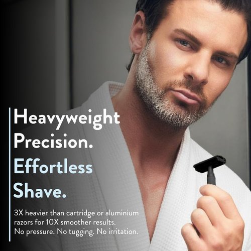 Rockwell Razors 6S Adjustable Black Stainless Steel Safety Razor - Custom Shaves With 6 Settings & 5 Recyclable Blades