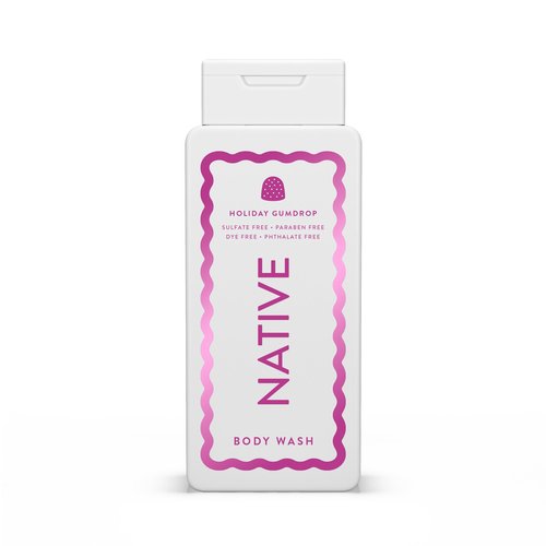 Native Body Wash, Holiday Edition, Holiday Gumdrop Scent, Contains Naturally Derived Ingredients | For Women & Men, Sulfate, Paraben, & Dye Free Leaving Skin Soft and Hydrated | 18 oz