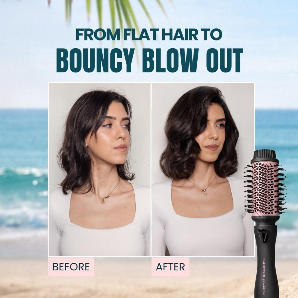 Beachwaver Co. Blow Brush - Midnight Rose | Versatile Blow-Dry Brush for All Hair Types | 2 Speeds, 4 Heat Settings, 4 Attachments
