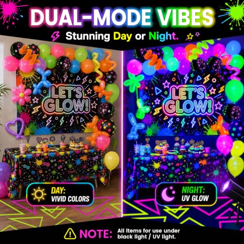 Glow in The Dark Party Decorations Kit with Balloons, Glow Sticks & More