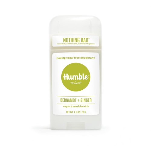 Humble Aluminum-Free Deodorant - Natural Bergamot & Ginger Stick for Sensitive Skin, 2.5 Oz