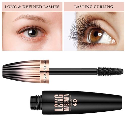 Skiennix 4D Silk Fiber Lash Mascara - Waterproof Black Volume & Length | Smudge-Proof, No Clumping, 2 Pack