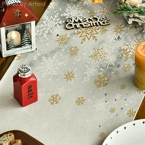 Green Deer Tree Christmas Table Runner 13x72 Inches Decor for Holiday & Party