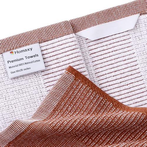 Premium Cotton Kitchen Towels 6 Pack - 18x28 Inches Rust - Soft & Absorbent