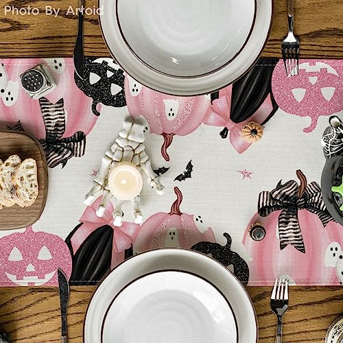 Pink 13x72 Inch Halloween Table Runner Home Party Decor - Artoid Mode