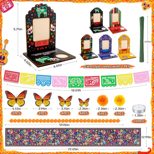 Dia De Los Muertos Picture Frame Set for Ofrenda Altar - Mexican Folk Art Decorations