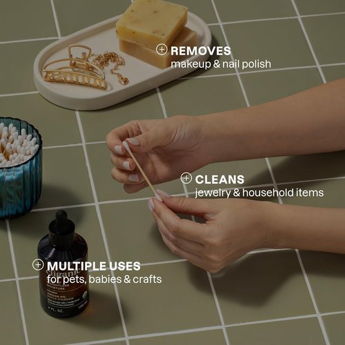 Cliganic Organic Bamboo Cotton Swabs, 400 Count - 100% Pure Natural Cotton, Chlorine-Free Hypoallergenic, Soft, Gentle & Absorbent Buds