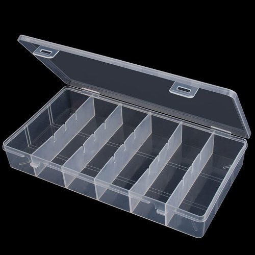 Skiennix Clear Plastic Storage Box - Versatile Organizer for Cosmetics, Jewelry & Hardware (2-Pack)