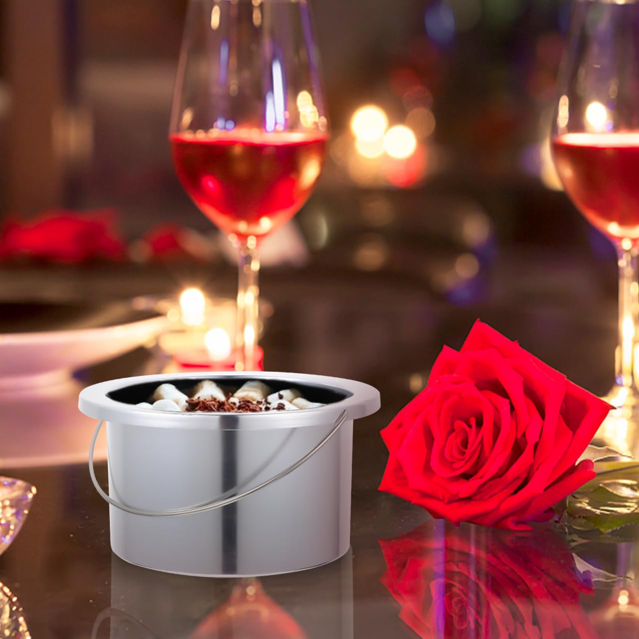 WOONEKY Wax Heater Inner Pot 4.92 Inch Aluminum Non-Stick Wax Melting Bowl Silver Warmer Accessory with Ergonomic Handle for Hair Removal and Salon Use