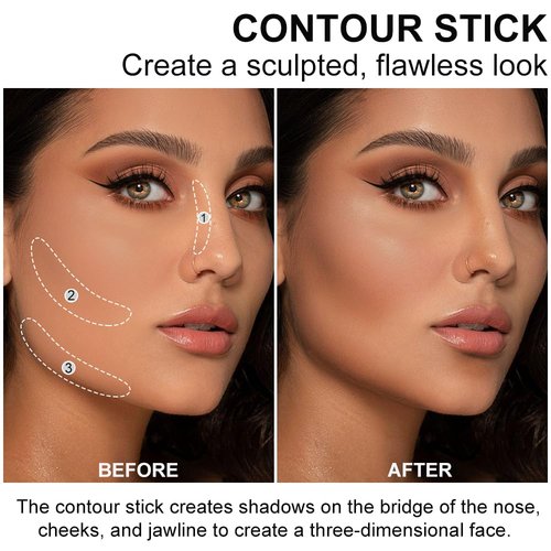Skiennix Cream Bronzer Stick - Multi-Use Contour Wand for Easy Face Shaping | Waterproof, Matte Finish, Buildable Color (#22, 1PC)