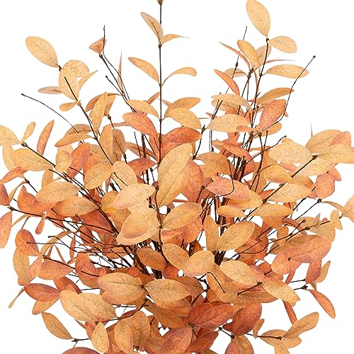 Gold Fall Eucalyptus Stems - Artificial Autumn Leaves for Floral Arrangements & Home Decor