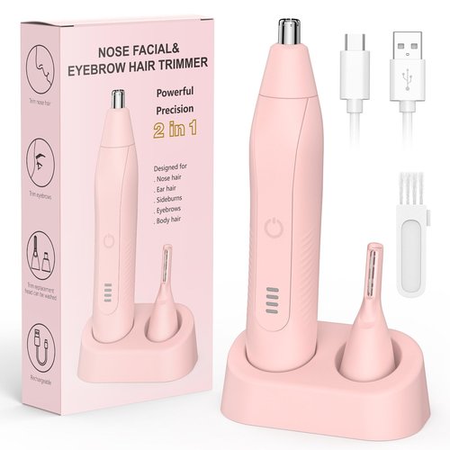 Setonia Ear and Nose Hair Trimmer for Men Women, Eyebrow and Facial Hair Trimmer with Powerful Motor and Dual-Edge Blades Rechargeable Painless 2 in 1 Metal Trimming Tool